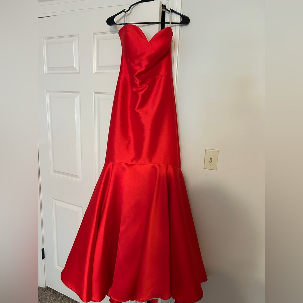 Studio 17 Red Strapless Prom Dress